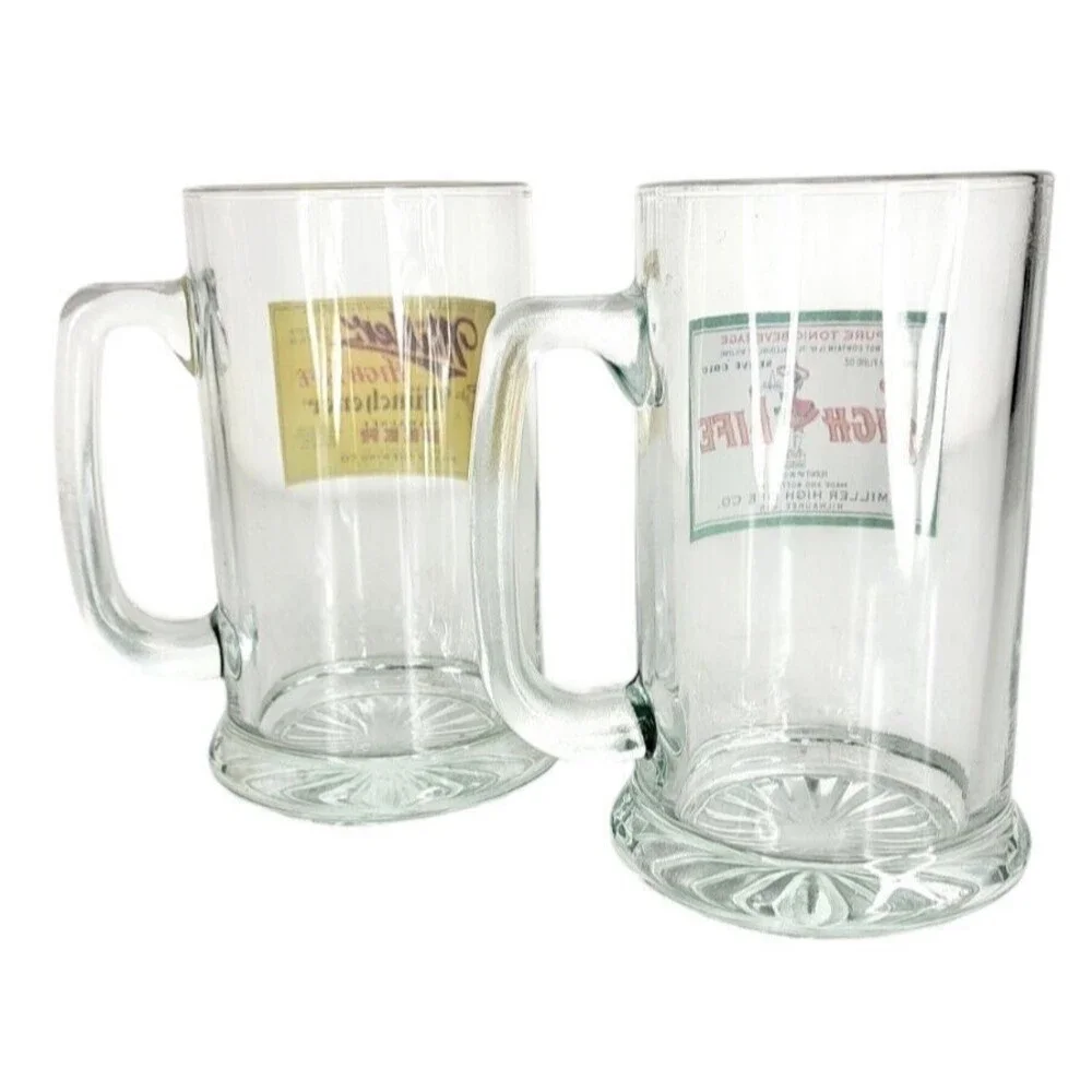 High Life Miller Munchener Milwaukee Heavy Bottom 12 Oz Vintage Beer Glass Stein